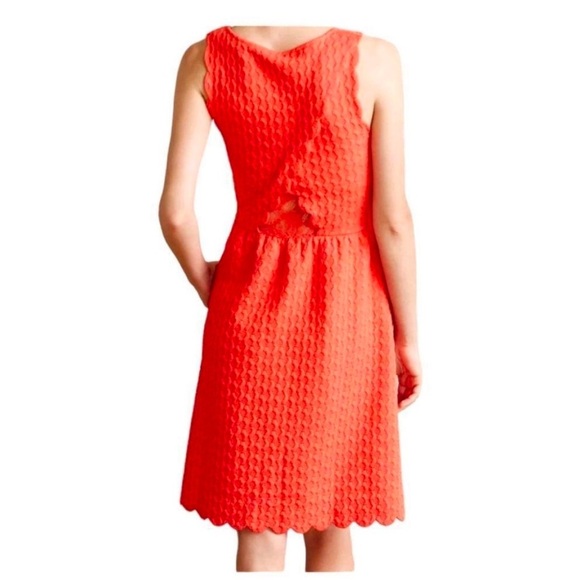 Maeve Knit Side Pockets Caye Scalloped Dress Size Small Coral ANTHROPOLOGIE - Picture 2 of 9